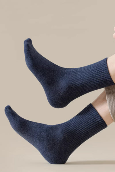 Men's Crew Socks - Premium Long Staple Cotton 5 Pairs Pack | Solid Color