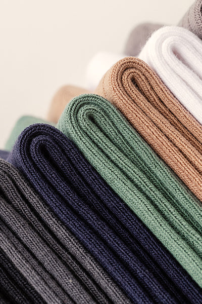 Men's Crew Socks Long Staple Cotton 5 Pairs Ribbed Solid Color