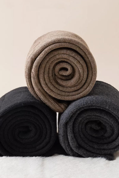 Women's Calf Socks - Premium Long Staple Cotton 2 Pairs Pack | Thick Terry Lined Solid Color