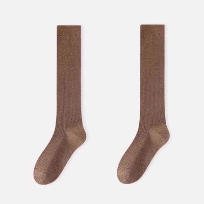 Women's Calf Socks - Premium Long Staple Cotton 2 Pairs Pack | Solid Color