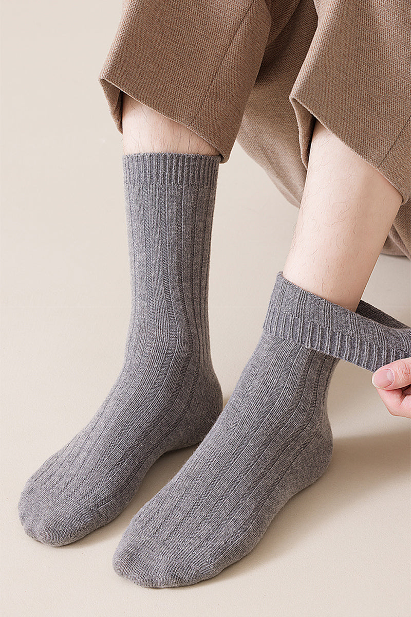 Men's Warm Wool Crew Socks - Lightweight Thermal Striped Winter Socks 3 Pack