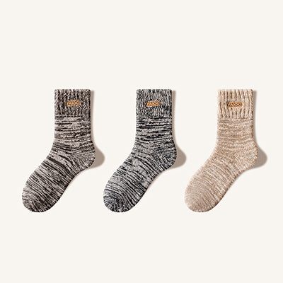Men's Extra Thick Wool Crew Socks - Marled Thermal Winter Socks 3 Pack