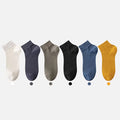 Men's Ankle Socks Long Staple Cotton 6 Pairs Solid Color