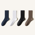 Men's Crew Socks Long Staple Cotton Winter Extra Thick Terry Lined 4 Pairs Thermal Solid Color