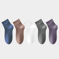 Men's Crew Socks Long Staple Cotton 5 Pairs Solid Color