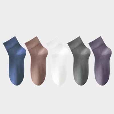 Men's Crew Socks Long Staple Cotton 5 Pairs Solid Color