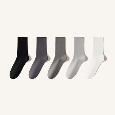 Men's 100% Cotton Crew Socks - Soft Breathable Solid Color 5 Pack