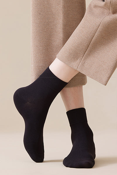 Men's Crew Socks - Premium Long Staple Cotton 5 Pairs Pack | Solid Color