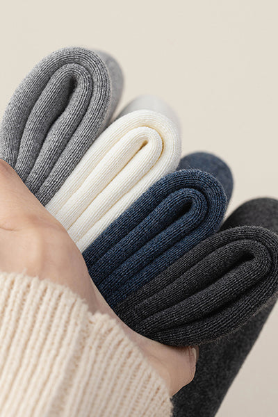 Men's Crew Socks Long Staple Cotton Winter Extra Thick Terry Lined 3 Pairs Thermal Solid Color