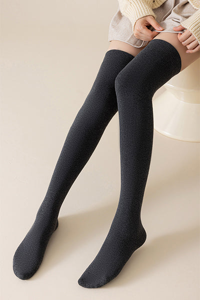 Women's Extra Thick Terry Lined Over-the-Knee Socks - Thermal Solid Color Winter Socks 2 Pack