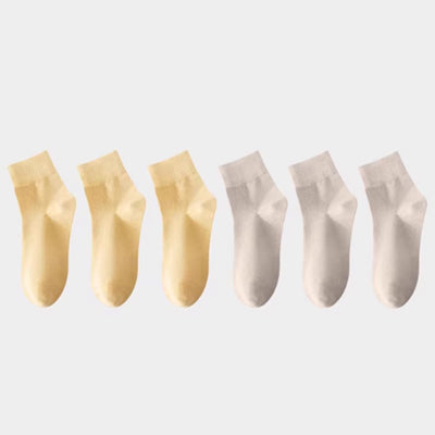 Women's Crew Socks Long Staple Cotton 6 Pairs Solid Color