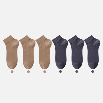 Men's Ankle Socks Long Staple Cotton 6 Pairs Solid Color