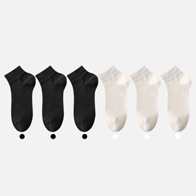 Men's Ankle Socks Long Staple Cotton 6 Pairs Solid Color