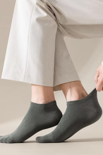 Men's Ankle Socks Long Staple Cotton 5 Pairs Mesh Solid Color