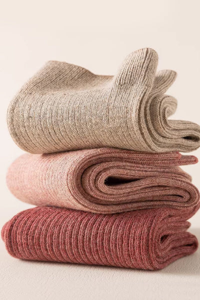 Women's Crew Socks Long Staple Cotton 5 Pairs Solid Color