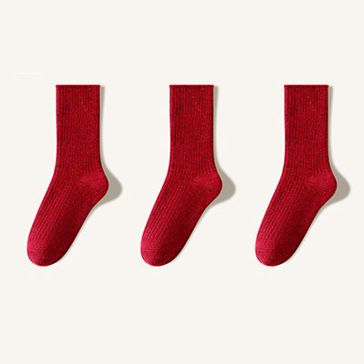 Women's Crew Socks Winter Wool 3 Pairs Patterned Knit Thermal
