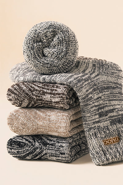 Men's Extra Thick Wool Crew Socks - Marled Thermal Winter Socks 3 Pack