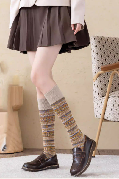 Women's Calf Socks Long Staple Cotton 2 Pairs Retro