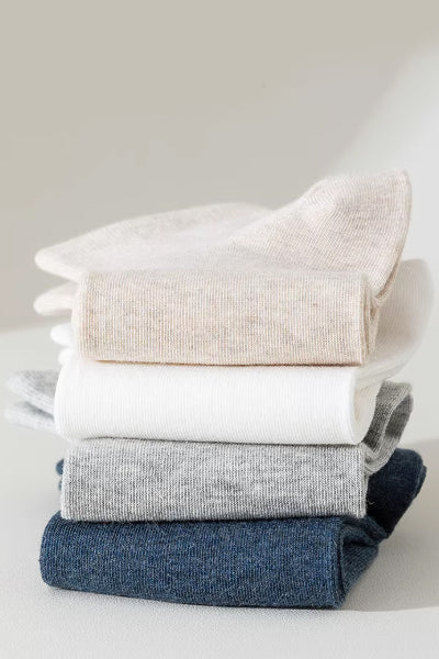 Men's Ankle Socks Long Staple Cotton 5 Pairs Solid Color