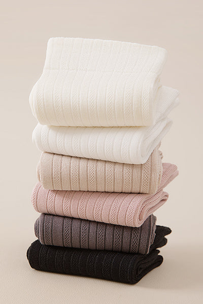 Women's Premium Cotton Crew Socks - Soft Textured Solid Color 5 Pack