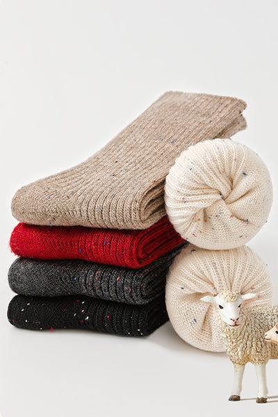 Women's Crew Socks Winter Wool 3 Pairs Patterned Knit Thermal