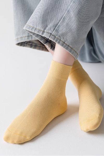 Women's Crew Socks Long Staple Cotton 6 Pairs Solid Color