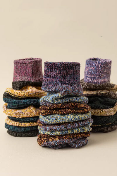 Women's Calf Socks Long Staple Cotton 2 Pairs Chunky Knit Retro