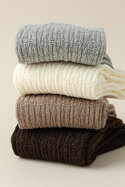 Women's Crew Socks - Premium Long Staple Cotton 4 Pairs Pack | Solid Color