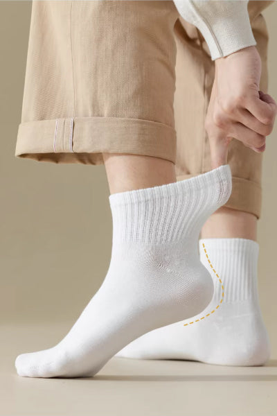 Men's Ankle Socks Long Staple Cotton 5 Pairs Solid Color