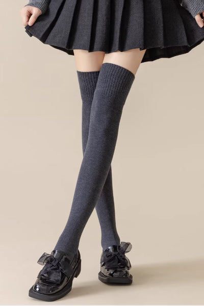 Women's Over-the-Knee Socks Wool 2 Pairs Solid Color