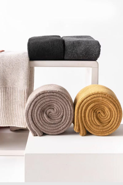 Women's Over-the-Knee Socks Long Staple Cotton Terry Thickened 2 Pairs Solid Color