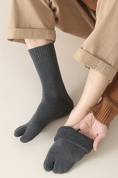 Men's Extra Thick Terry Lined Toe Socks - Thermal Solid Color Winter Socks 3 Pack