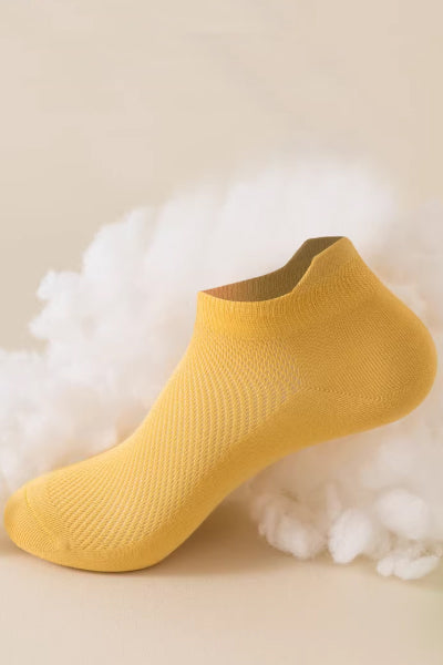 Women's Ankle Socks Long Staple Cotton 6 Pairs Solid Color Heel Tab