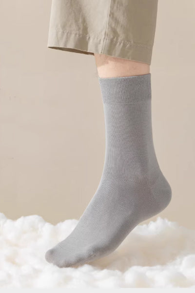 Men's Crew Socks Long Staple Cotton 5 Pairs Solid Color
