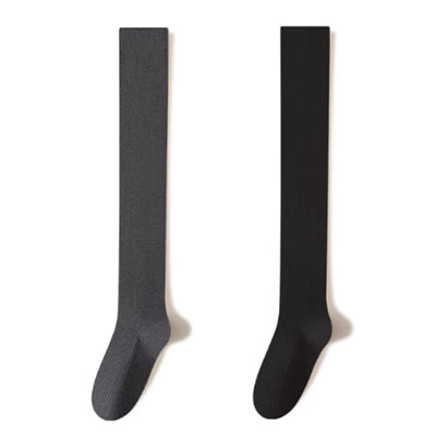 Women's Calf Socks Wool 2 Pairs Solid Color