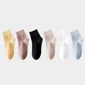 Women's Crew Socks Long Staple Cotton 6 Pairs Solid Color