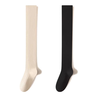 Women's Calf Socks Wool 2 Pairs Solid Color