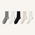 Women's 100% Cotton Crew Socks - Soft Breathable Solid Color 5 Pack