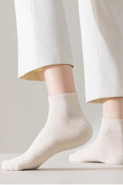 Men's Ankle Socks Long Staple Cotton 5 Pairs Solid Color