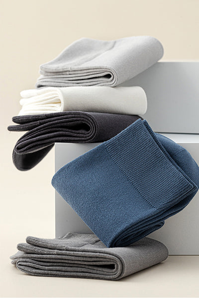 Men's 100% Cotton Crew Socks - Soft Breathable Solid Color 5 Pack