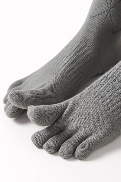 Women's Calf-Length Knee High Sports Yoga Toe Socks Long Staple Cotton 1 Pair Silicone Gripper Sole