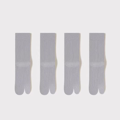 Women's Crew Socks Long Staple Cotton Split Toe Tabi 4 Pairs Solid Color