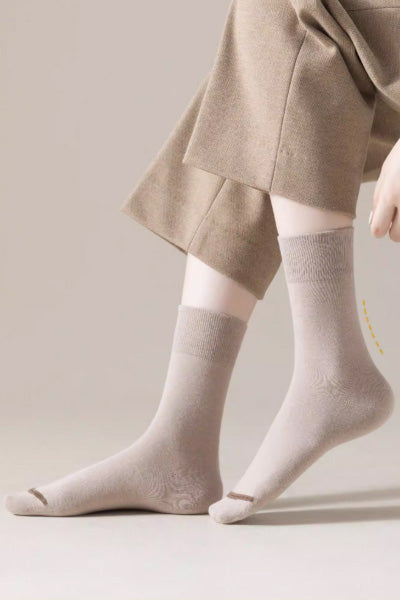 Women's Crew Socks Long Staple Cotton 5 Pairs Color Blocking