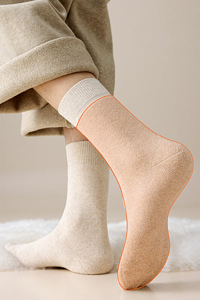 Men's Crew Socks Long Staple Cotton Winter Extra Thick Terry Lined 4 Pairs Thermal Solid Color