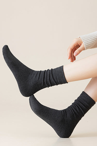Women's Crew Socks - 100% Pure Cotton 4 Pairs Pack | Solid Color