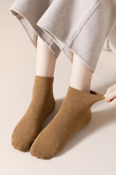 Women's Ankle Socks Long Staple Cotton 5 Pairs Solid Color