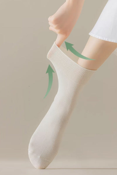 Women's Crew Socks Long Staple Cotton 5 Pairs Solid Color