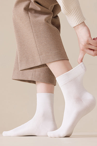 Men's Crew Socks - Premium Long Staple Cotton 5 Pairs Pack | Solid Color