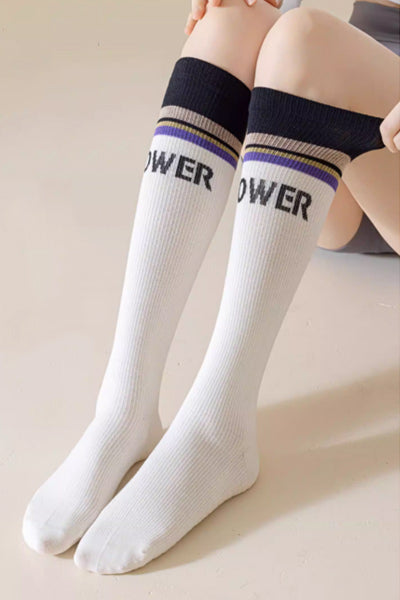 Women's Calf-Length Knee High Sports Yoga Socks Long Staple Cotton 1 Pair Silicone Gripper Sole