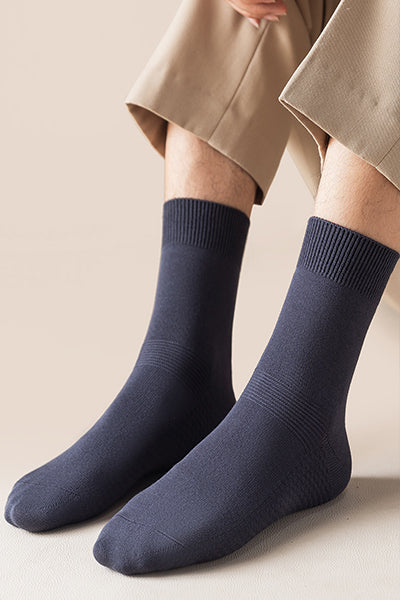 Men's Crew Socks - Premium Long Staple Cotton 5 Pairs Pack | Solid Color